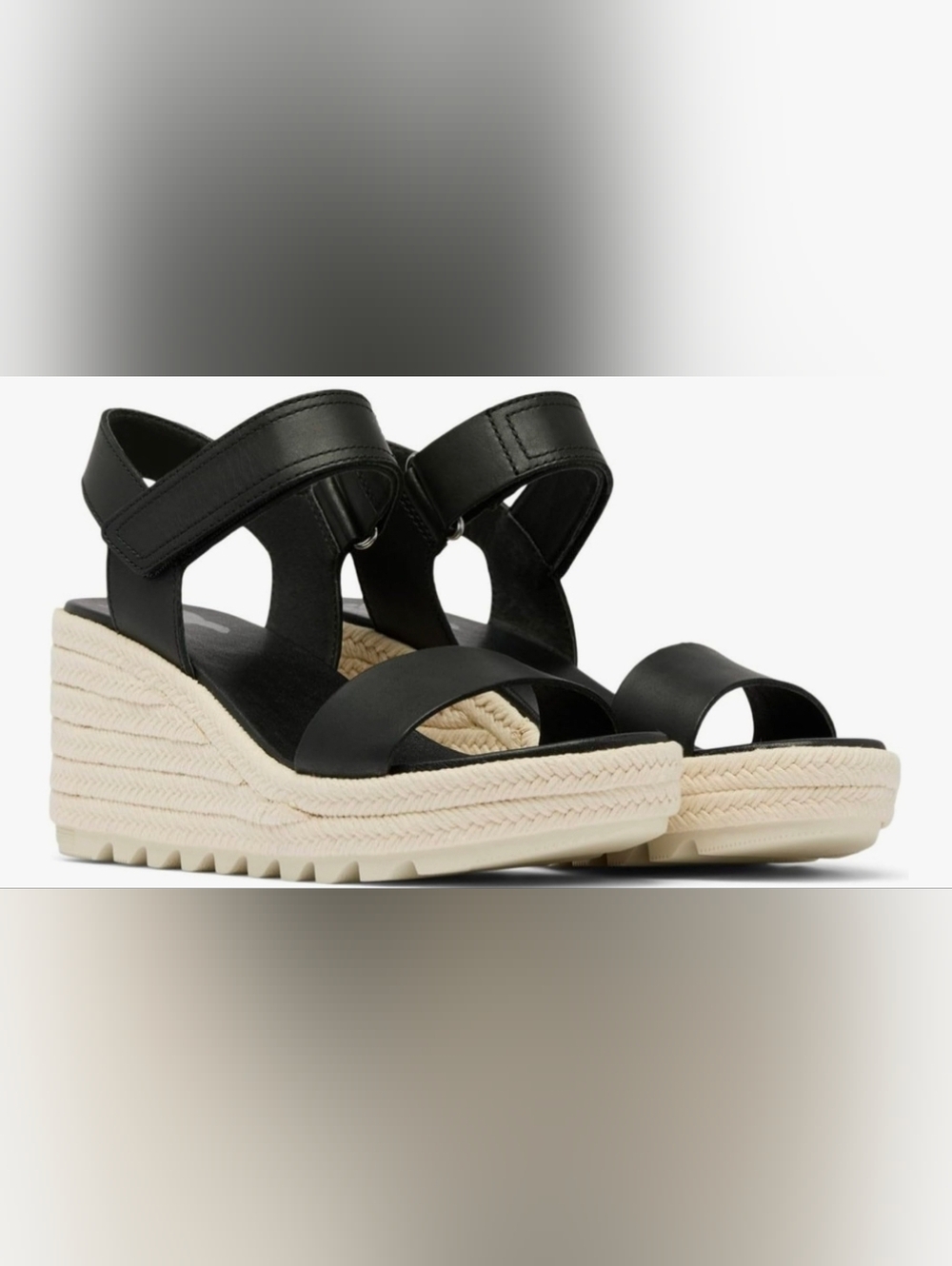 Women's Black Wedge Espadrille Sandals - Classic Comfort